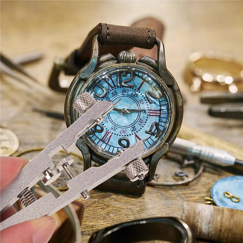 Watch Repair Kit 10 Piece Spring Bar Plier Tool Set Pro Grade Durable Alloy Steel with V Shaped Strap Clamp used on watch