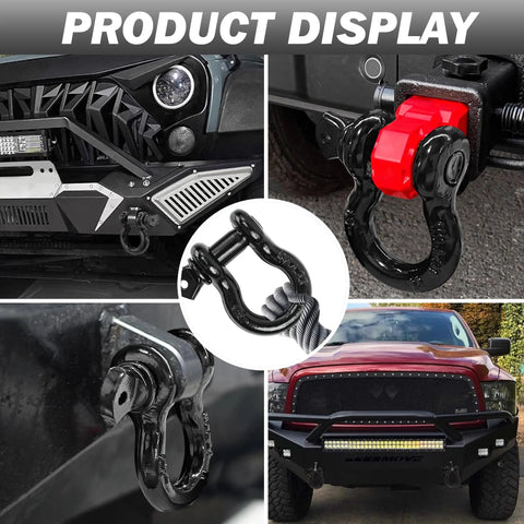 1/2 Inch D Ring Shackle With 9/16 Inch Screw Pin, Heavy Duty Tow And Recovery Shackle For Off Road Adventures, UTV ATV And Trailer Gear, No Gap Design, Won't Slip At Speed, Up To 4,000 Lbs. mounted on off-road bumpers