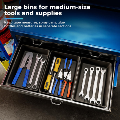 Six Large Tool Box Organizer Trays With EVA Non Slip Pads For Home Garage And Office Use Pro Grade L Size Drawer Bins