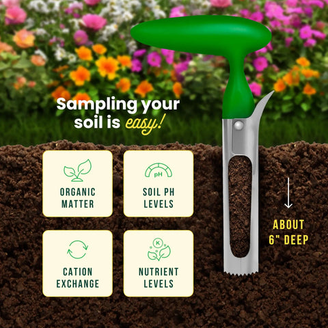 Garden Soil Test Kit To Tailor Your Care Plan By Testing pH And Macronutrients And Micronutrients With Results In Three To Four Weeks For A Healthier Yard And Stronger Growth, shown with sampling tool and soil analysis features, ideal for precise soil testing.