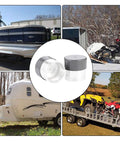 2 Pack Grey Rubber Dust Caps 1.98 Inch for Trailer Wheel Hub Bearing Protectors shown with various trailer types