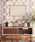 Room with Dope Vintage World Map Travel Bulletin Board Border 68.9 Ft Long 2.99 In High Back To School Decor on mirror and cabinet