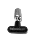 Close-up view of Rock Solid Half Inch T Handle Locking Pull Pin With Spring Loaded Release and Durable Nylon Grip.