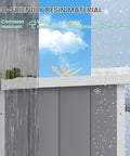 Vertical Storage Shed 51 Cu Ft Outdoor Resin Waterproof Cabinet for Garden Backyard Lawn with rain, sun, and snow resistance features.