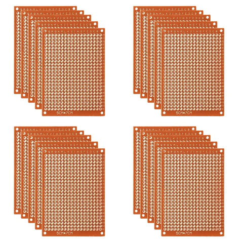 20 Pcs 5x7 Cm Universal Breadboard Bakelite Prototype Boards For Electronics Experiments Great For DIY Projects With Ample Layout