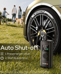 Portable Tire Inflator With 160 PSI Pressure Gauge Electric Air Pump For Car Motorcycle Bike And Balls next to car tire