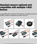 Image showing multiple sensors compatible with the Dope 2.4Ghz 11CH RC Transmitter With IPS Display And Colorful Lighting Control.