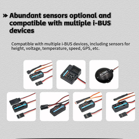 Image showing multiple sensors compatible with the Dope 2.4Ghz 11CH RC Transmitter With IPS Display And Colorful Lighting Control.