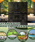 Metal Privacy Screen With Stand 72 By 44 Inches Freestanding Outdoor Privacy Panels placed in a patio setting.