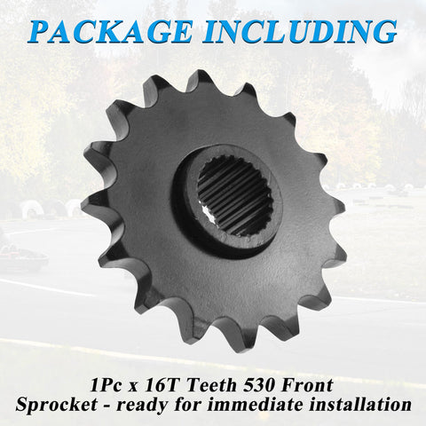 16T 530 Chain Front Sprocket With 24 Spline Fits GY6 150cc 200cc 250cc ATV Quad Go Kart Dirt Bike UTV High Strength Alloy Steel Drive Gear Replacement For Taotao And Other 530 Chain Systems
