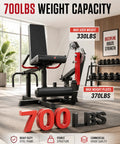 All In One Leg Extension And Curl Machine For Home Gym 700LB Capacity Quad And Hamstring Power Builder shown with weight specs