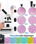 Kid Friendly Microscope Kit For Kids And Adults 100X To 2000X Compound Microscope with magnification images and kid using it