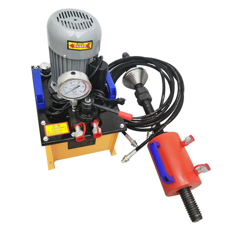 Heavy Duty 70 Ton Electric Hydraulic Track Pin Press For Excavator Sleeve Removal 220V, with pump, motor, and hoses.