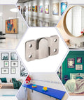 Heavy Duty Stainless Steel Picture Hanging Brackets 4 Pairs Interlocking Flush Mount Hooks For Photo Frames Wall Mount Hardware showcased in a gallery.