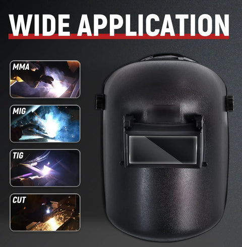 Auto Darkening Welding Helmet With Flip Front Viewing Area 3.86 By 1.61 Inches, Adjustable Headgear, Shade 11 displayed