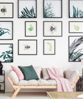 Modern living room with gallery wall using Picture Hanging Kit With 100 Feet Stainless Steel Braided Wire 20 D Ring Hangers 20 Screws And Aluminum Sleeves