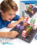 Laser Maze Reasoning Game For Kids Aged 8 To 13, Totally Hands On STEM Toy With Optics, Mirrors And Light Paths, Build Refraction Skills And Boost Spatial Imagination, Classic Edition For Curious Boys showing boy playing puzzle