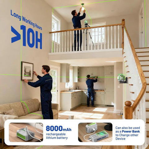 Self Leveling 360 Green Laser Level Kit With 50 Inch Tripod, Three 360 Degree Laser Lines For Construction, Tile And Picture Hanging