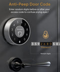 WiFi Smart Lock With Gateway For Airbnb And Rental Property Management Keyless Entry Stainless Steel Deadbolt showing anti-peep feature.