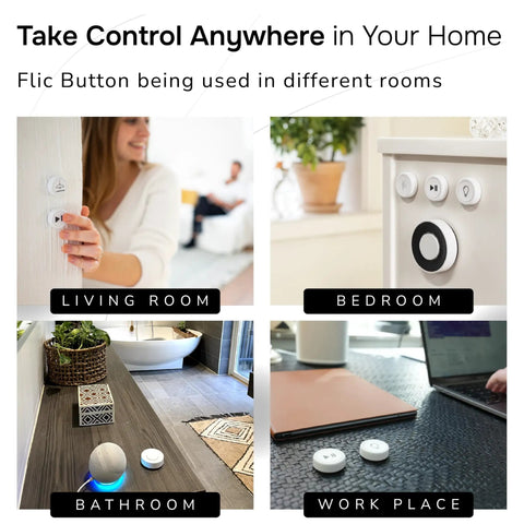 Three Pack Smart Button For Lights And Music Control With Alexa Matter HomeKit SmartThings No Fuss Setup Wireless Routine Triggers Customizable Scenes White UL Certified