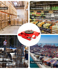 Heavy Duty Equipment Skates And Industrial Furniture Dollies Built Tough For Rough Jobs Featuring Smooth Gliding Wheels in warehouse, supermarket, construction site, and port logistics.