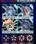 Instructions for Solid M14 X 1.5 Wheel Lock Lug Nuts With Anti Theft Key Sockets installation and tightening patterns.