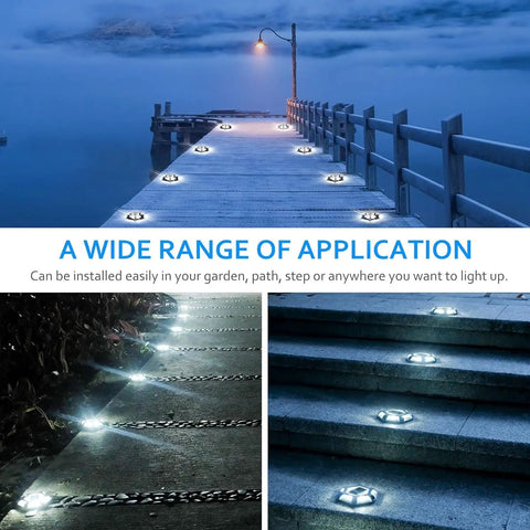 Solar Dock And Path Lights Eight Pack Outdoor LED Yard Lighting With 6 LEDs Per Light waterproof aluminum by dock and path