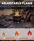 17 Inch Compact Propane Fire Pit With 58000 BTU Lightweight Outdoor Heater For Camping outdoors showing adjustable flame