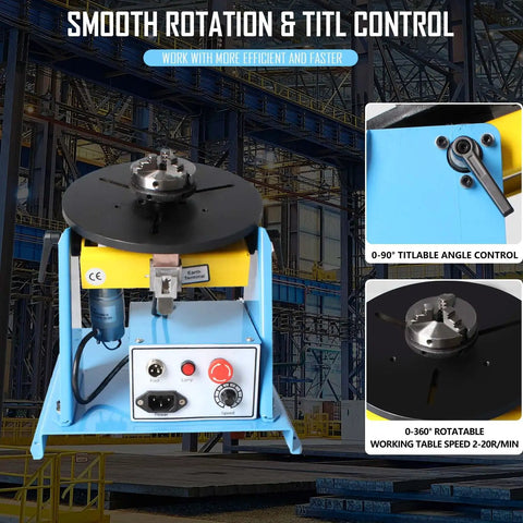 Portable 10Kg Welding Positioner Turntable With 180mm Working Table 0 To 90 Degree Tilt 2 To 20 RPM Rotational Speed 110V device