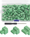 Pluggable Screw Terminal Block With 3.81 mm Pitch offers 2P 3P and 4P options in green, featuring storage box and screw tool.
