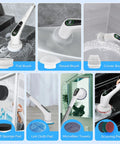 Electric Spin Scrubber With 2 Speed Settings 4 Adjustable Extended Handles 9 Replaceable Brush Heads LED Screen Cleans Bathroom