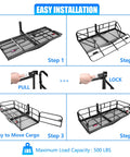 Heavy Duty Hitch Mount Cargo Carrier 60x24x14 Inch Folding Rear Luggage Basket installation steps