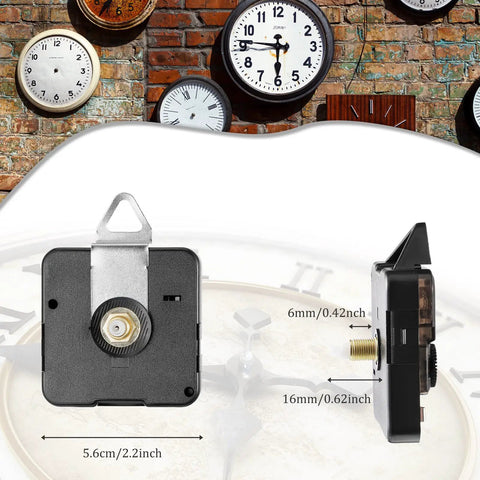 High Torque Quartz Clock Movements Replacement Kit With Long Shafts 6 Pcs DIY Clock Repair Set 8 Pairs Of Clock Hands Brass Washers And Nuts Included 16 mm Shaft Length Easy To Customize And Fix Your Timely DIY Projects