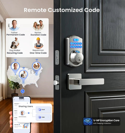 Smart Home Keyless Entry Digital Door Lock With Fingerprint Deadbolt And Handle Set App Remote Hub Free Wifi Security Satin Nickel Finish Straight Wifi Hookup Top Shelf Build Lock It Down Round The Clock