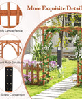 Wood Garden Arbor Archway Pergola 84 Inch Outdoor Structure With Decorative Hanging Roof And Side Climbing Trellis details