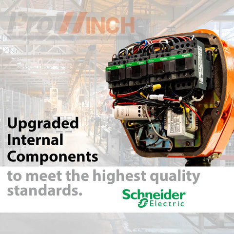 Prowinch 2 Ton Electric Chain Hoist With 20 Ft Lift And H3 Heavy Duty Grade interior view showcasing upgraded components and wiring.