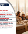 Top Shelf Wide Spray Foam Insulation Kit benefits infographic highlighting energy savings, comfort, and sealing efficiency.