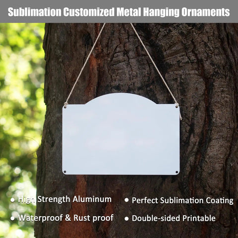 Six Pack Ten Inch Sublimation Metal Sign Door Hangers Aluminum Double Sided Printable Address Plaques hanging on tree