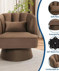 Cozy 360 Degree Swivel Barrel Accent Chair Set With Armrests Brown Modern Curved Back Upholstered Lounge Chairs For Living Room Or Bedroom Chill Reading Nook Two Piece, featuring soft pillow and enlarged base