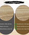 Comparison of wood surface before and after using 20 Color Wood Filler Sticks Kit For Quick DIY Furniture Scratch Repair And Touch Up Wax Crayons For Cabinets Tables Doors Floors And Hardwood Surfaces Technicolor Series.