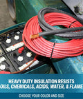 2 Awg Welding Cable Battery Wire 10 Feet Black Plus 10 Feet Red Ultra Flexible Pure Oxygen Free Copper Power Lead on batteries.
