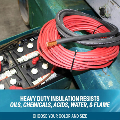 Twoaught Gauge Welding Cable Set, Black And Red 10 Ft Each, Flexible Pure Copper Battery Wire for Solar Inverter Car RV Truck