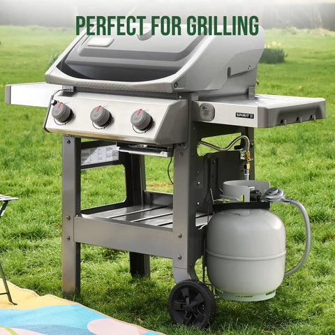 Outdoor propane grill setup with 4Ft Propane Regulator With Hose For Low Pressure 0-1 Psi Outdoor Grills Heaters Pits And Griddles