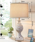 Cozy Farmhouse Table Lamps Set of 2 With USB Charging Ports, 3 Way Dimmable Rustic Wood Finish Nightstand Lights By a Window