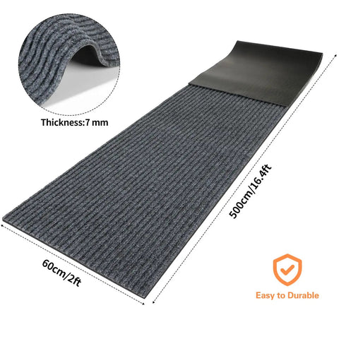 Cut To Fit Waterproof Door Mat Roll With Rubber Lining For Indoor Outdoor Use In Wet Weather Great For Entryway Kitchen Bathroom Garage DIY Projects 24 By 197 Inches Gray with dimensions and thickness