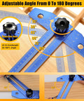 Badass Quick Slide Aluminum T Square Measuring Tool With Built In Protractor Dial For Swift Woodworking Framing And Tight Carpentry Layout Work Essentials with adjustable angles marked.