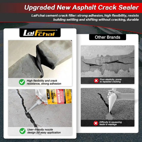 Kick Cracks To The Curb With Hardened Asphalt Crack Sealant Self Leveling Concrete Filler Waterproof Driveway Patch Repair Patio Walkway Joint Sealer Five Pound Pack shown with flexibility comparison and easy application.