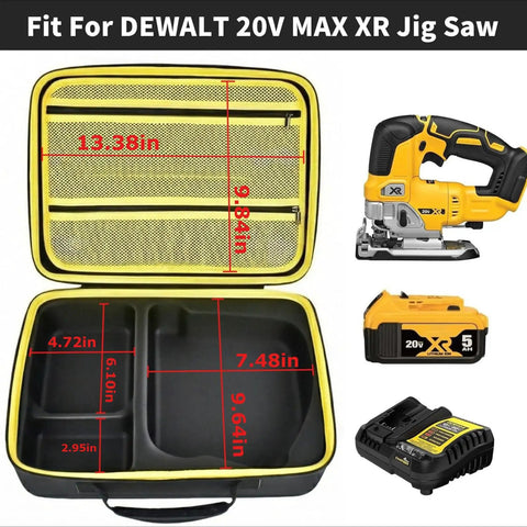 Open DeWalt 20V Max XR Jigsaw Case With Rugged Interior Tray For DCS334B DCS335B Jigsaw Blade Battery And Charger Storage