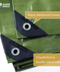 Heavy Duty Tough As Nails Pro Grade Tarp 12x16 Feet Green Waterproof Poly Tarp Cover 10 Mil Thick with reinforced corner design