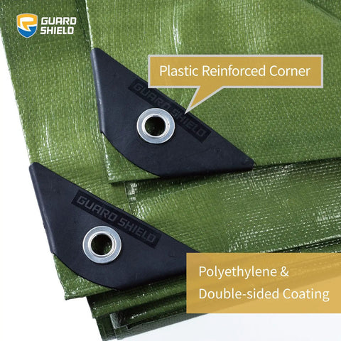Heavy Duty Tough As Nails Pro Grade Tarp 12x16 Feet Green Waterproof Poly Tarp Cover 10 Mil Thick with reinforced corner design